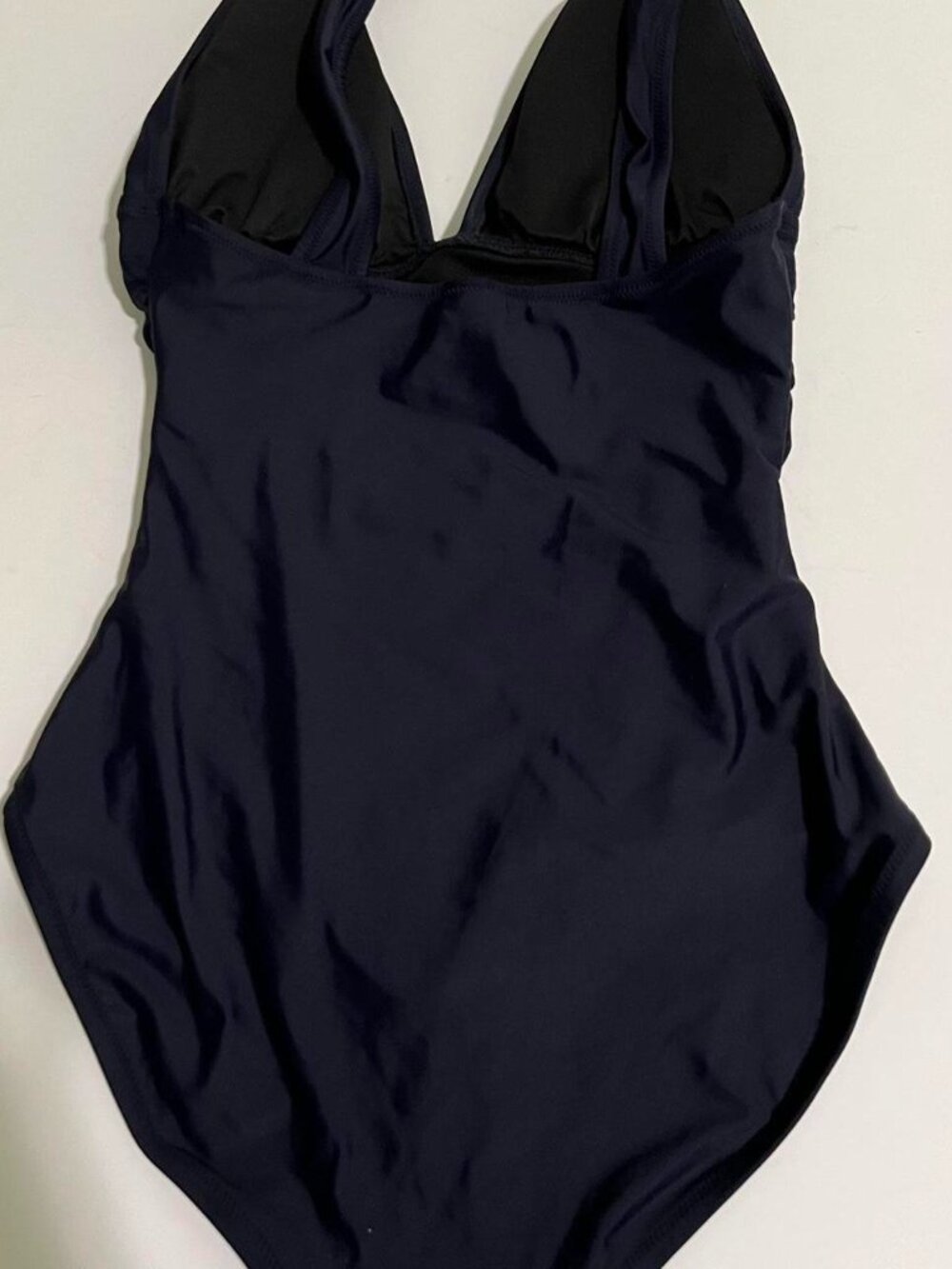 J.Crew Navy Ruched One Piece Swimsuit Women's Size 8, Like New - Picture 3 of 5